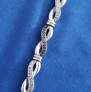 Kay Jewelers B&W Infinity Sterling Silver Bracelet